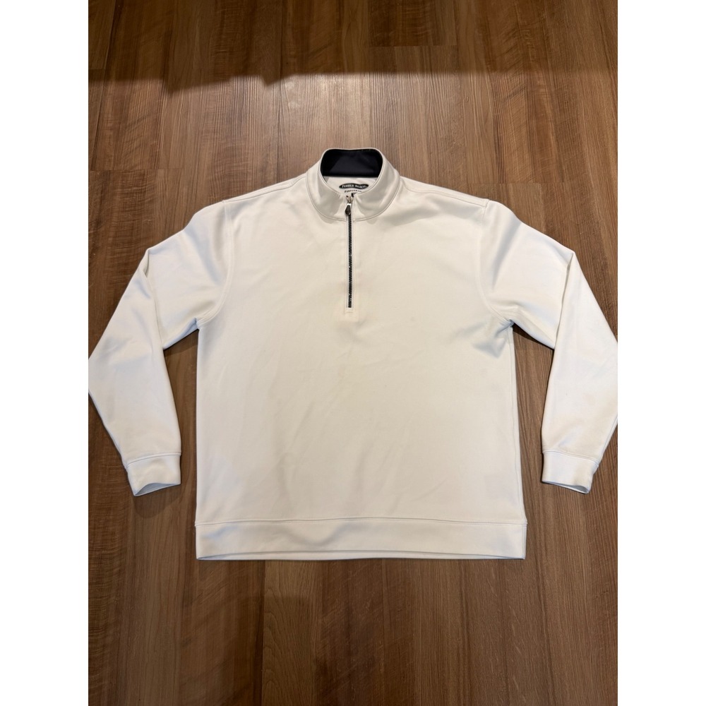 Pebble Beach Pullover Mens Small White Performance 1/4 Zip Golf Sweatshirt